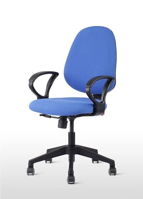 Blue Fabric Ergonomic Office Chair with Adjustable Height and Wheels