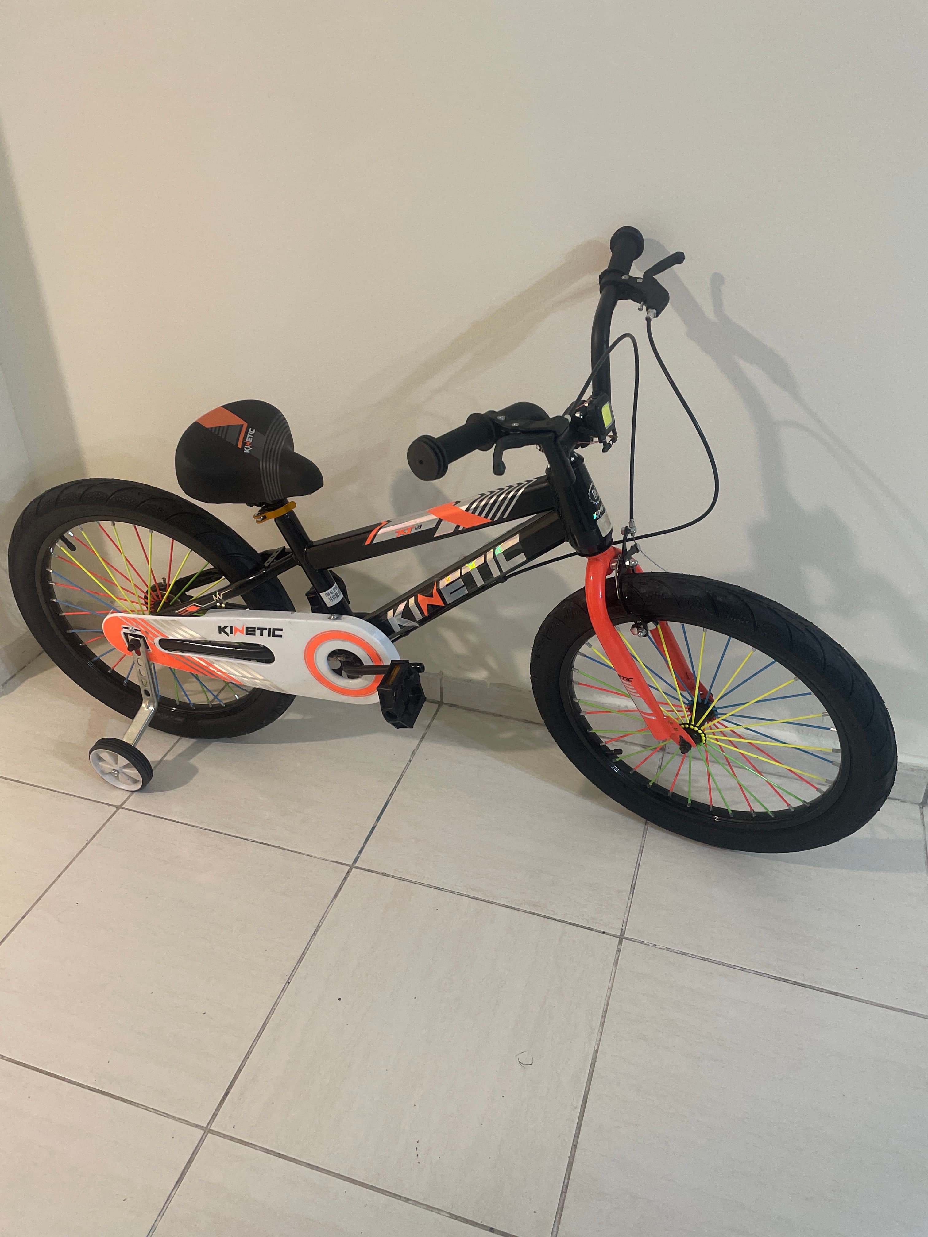 Kinetic Kids Bicycle - Black & Orange with Training Wheels